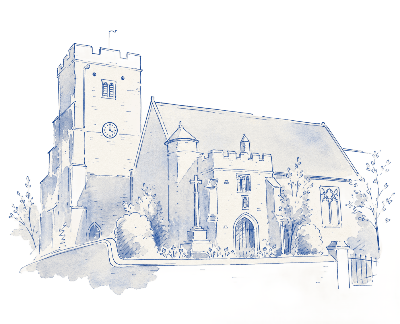 Watercolour illustration of the church